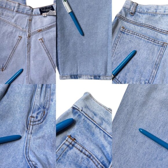 80s vintage highwaisted bleached mom jeans lightwash pleated tapered distressed. - Picture 8 of 8